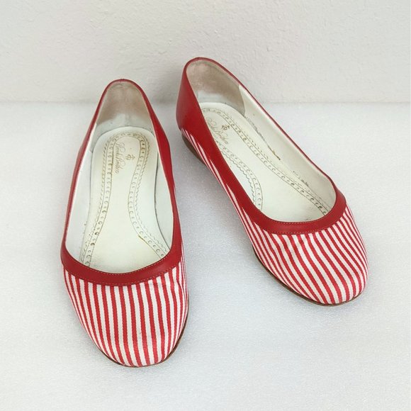 Brooks Brothers Red White Striped Leather Flats 8.5 Cute Date - Picture 2 of 10
